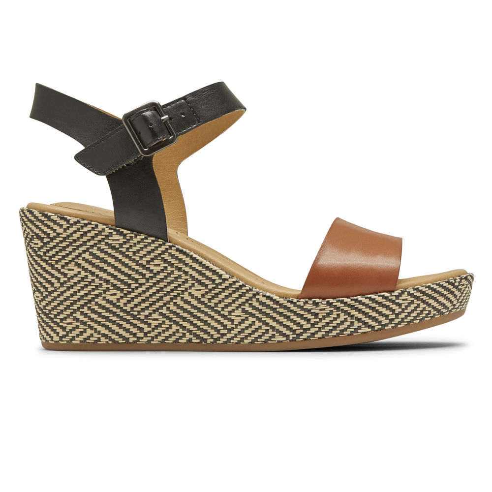 Rockport Singapore Womens Sandals - Lyla Ankle-Strap Black/Brown - HO2596831